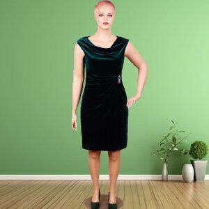 Jessica Howard | Dresses | Jessica Howard Size 6 Emeraldgreem Velvet  Sleeveless Sheath Dress | Poshmark